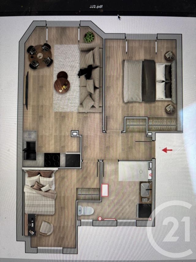 Appartement F2 à vendre - 3 pièces - 51.67 m2 - MONTROUGE - 92 - ILE-DE-FRANCE - Century 21 Côté Ecrivains