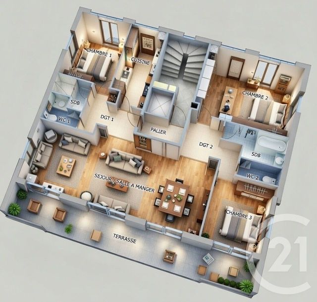 Appartement F6 à vendre - 6 pièces - 116.71 m2 - MONTROUGE - 92 - ILE-DE-FRANCE - Century 21 Côté Ecrivains