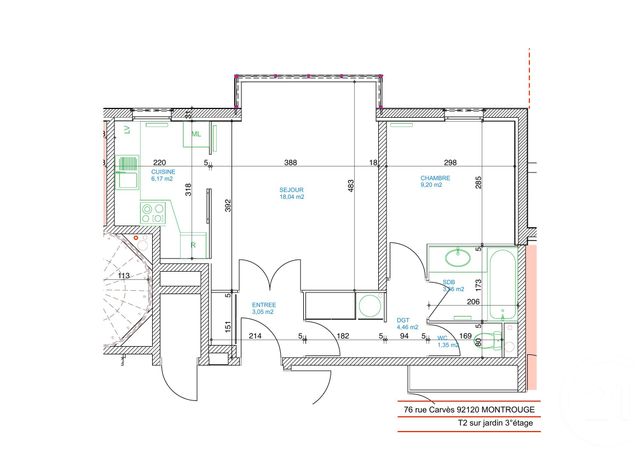 Appartement F2 à vendre - 2 pièces - 45.68 m2 - MONTROUGE - 92 - ILE-DE-FRANCE - Century 21 Côté Ecrivains