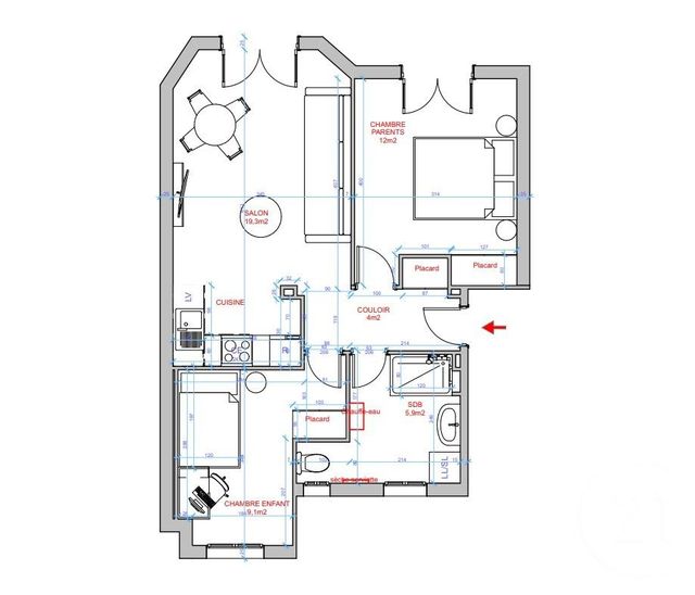 Appartement F3 à vendre - 3 pièces - 51.49 m2 - MONTROUGE - 92 - ILE-DE-FRANCE - Century 21 Côté Ecrivains